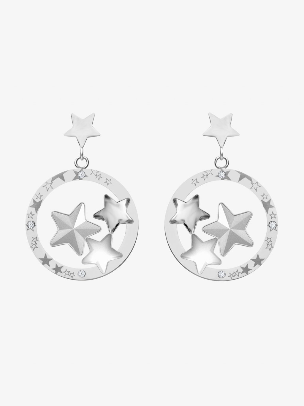 Náušnice z chirurgické oceli Virgo, hvězdy s českým křišťálem Preciosa, krystal