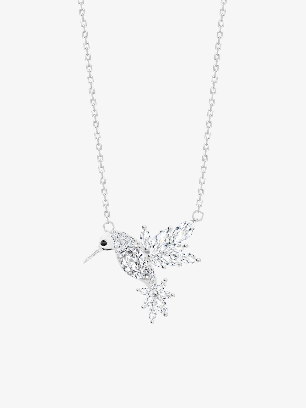 Stříbrný náhrdelník Gentle Gem, kolibřík s kubickou zirkonií Preciosa