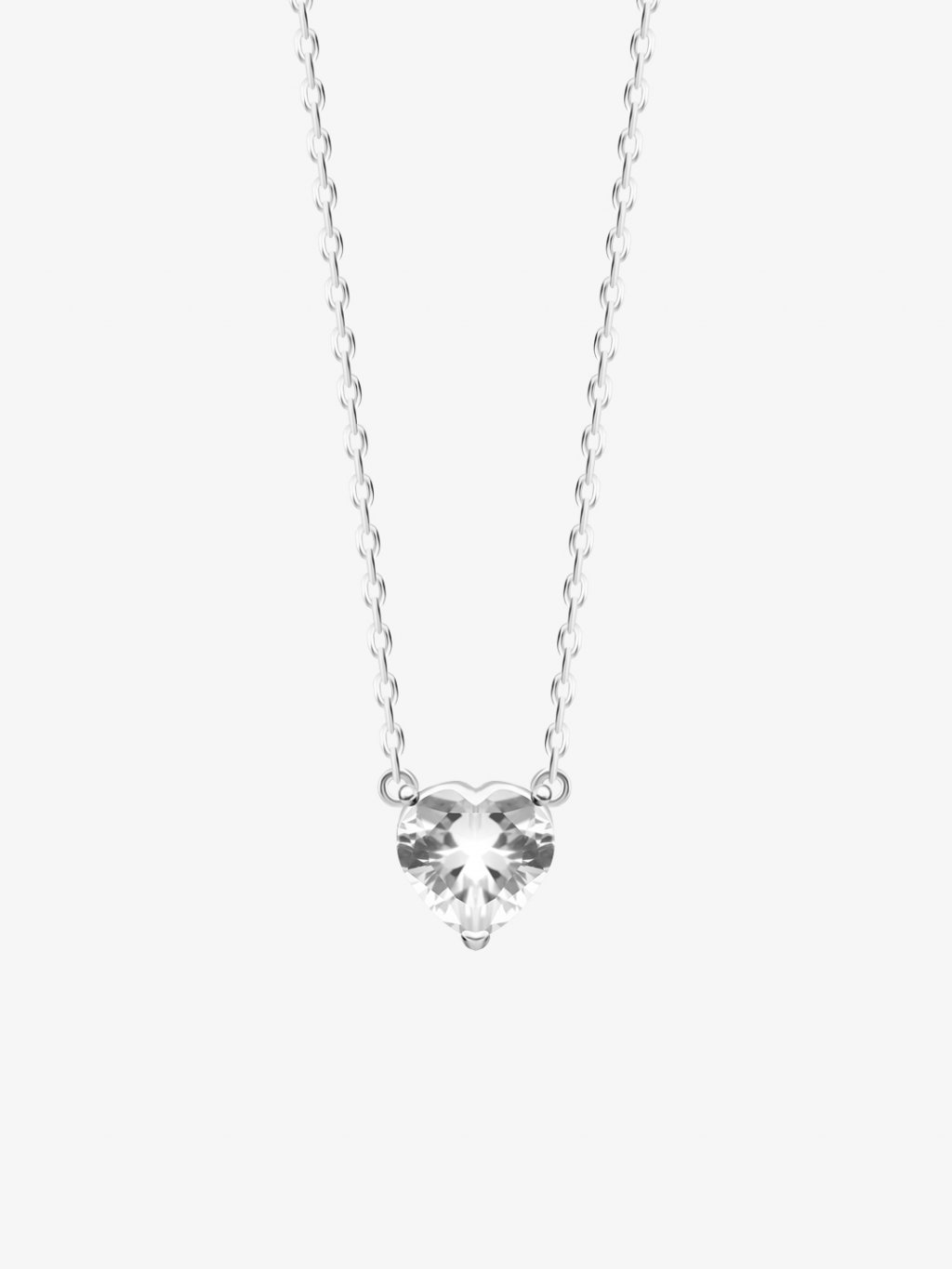 Stříbrný náhrdelník Cher, srdce s kubickou zirkonií Preciosa, bílý
