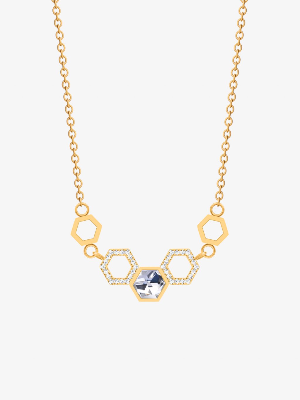 Ocelový náhrdelník Honeygon s českým křišťálem Preciosa, pozlacený
