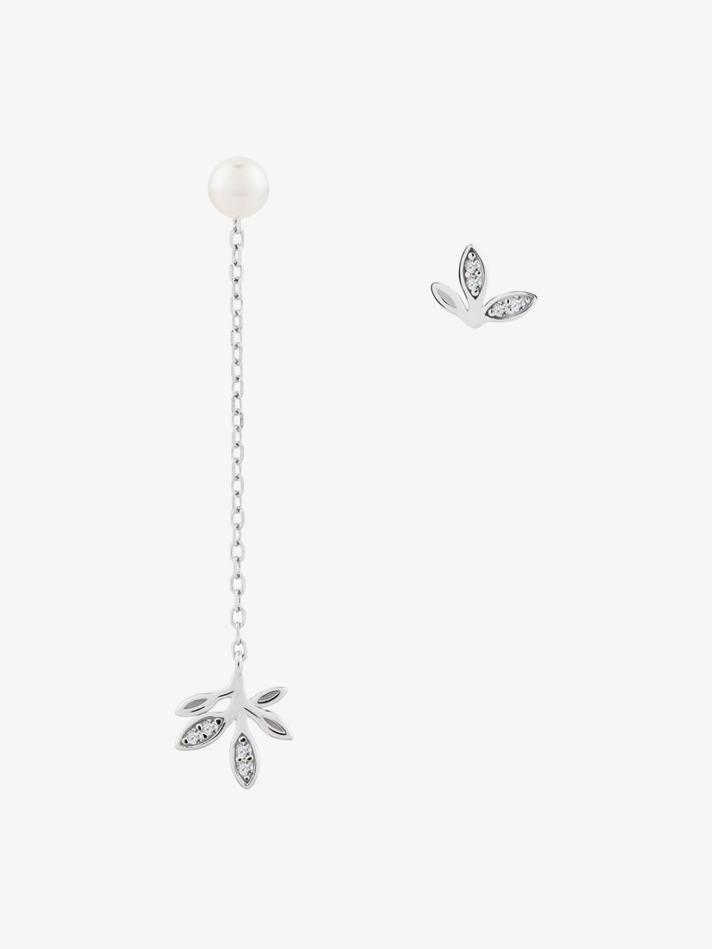 Stříbrné náušnice Metamorph s kubickou zirkonií a říční perlou Preciosa