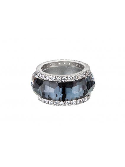 Stříbrný prsten De Luxe s českým křišťálem - černý