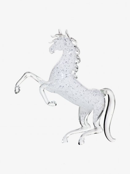 Skleněná figurka Andaluský kůň vysypaná českým křišťálem Preciosa