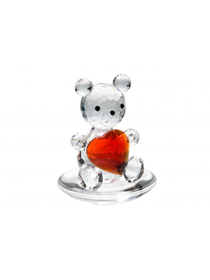 Skleněná figurka Medvěd se srdcem z českého křišťálu Preciosa