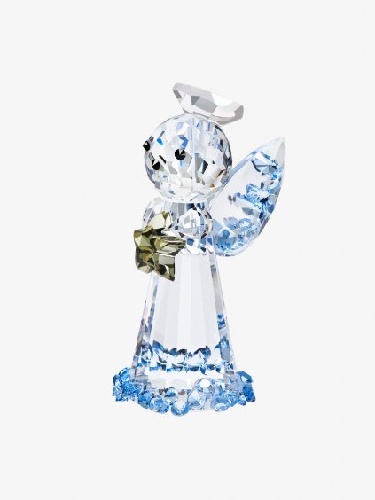 Skleněná figurka Boží posel, anděl z českého křišťálu Preciosa, modrý