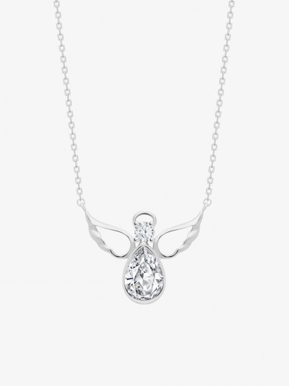 Stříbrný náhrdelník Angelic Faith, anděl s kubickou zirkonií Preciosa