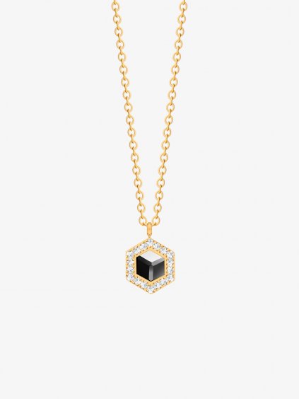 Ocelový náhrdelník Honeygon s českým křišťálem Preciosa, jednoduchý, pozlacený