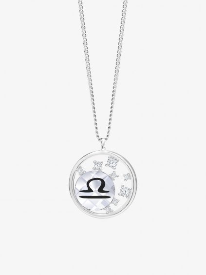 Stříbrný náhrdelník Sparkling Zodiac, zvěrokruh - Váhy s českým křišťálem Preciosa