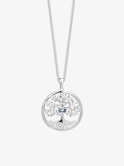 Stříbrný přívěsek Sparkling Tree od Life, strom života s kubickou zirkonií Preciosa, bílý