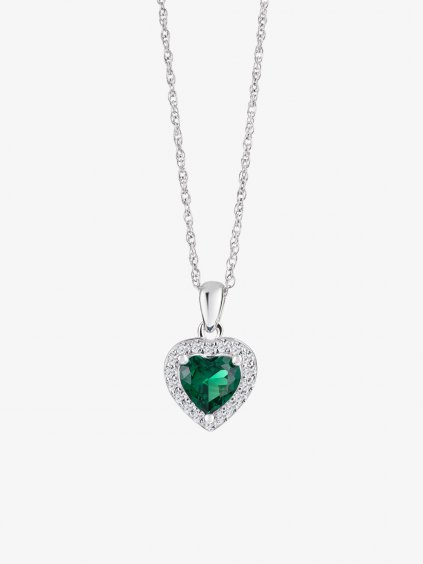 Stříbrný přívěsek Velvet Heart, srdce s kubickou zirkonií Preciosa, emerald