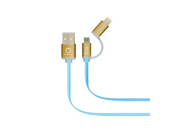Dátový kábel POWERSTAR 2v1 - modro-zlatý