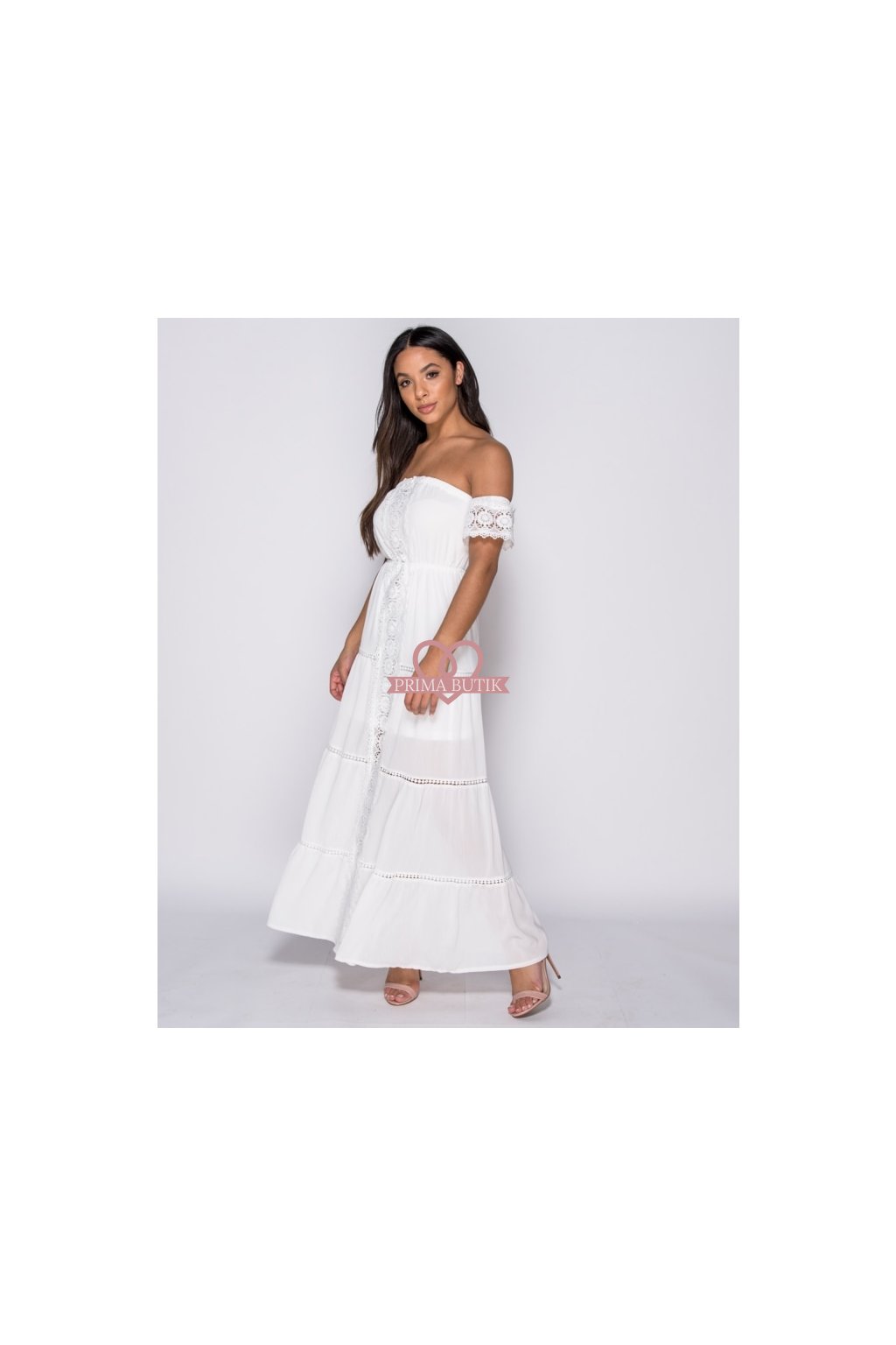 Letní bílé maxi šaty