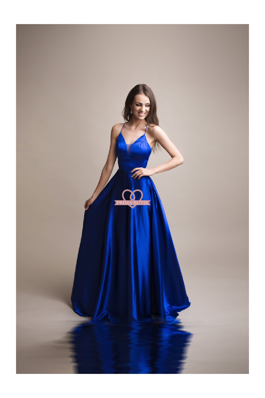 Plesové saténové šaty DORIANE modré