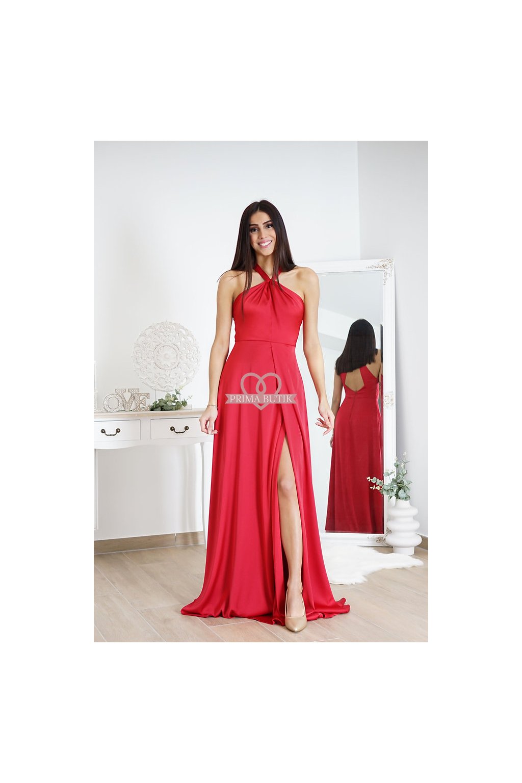 Saténové šaty LEA červené