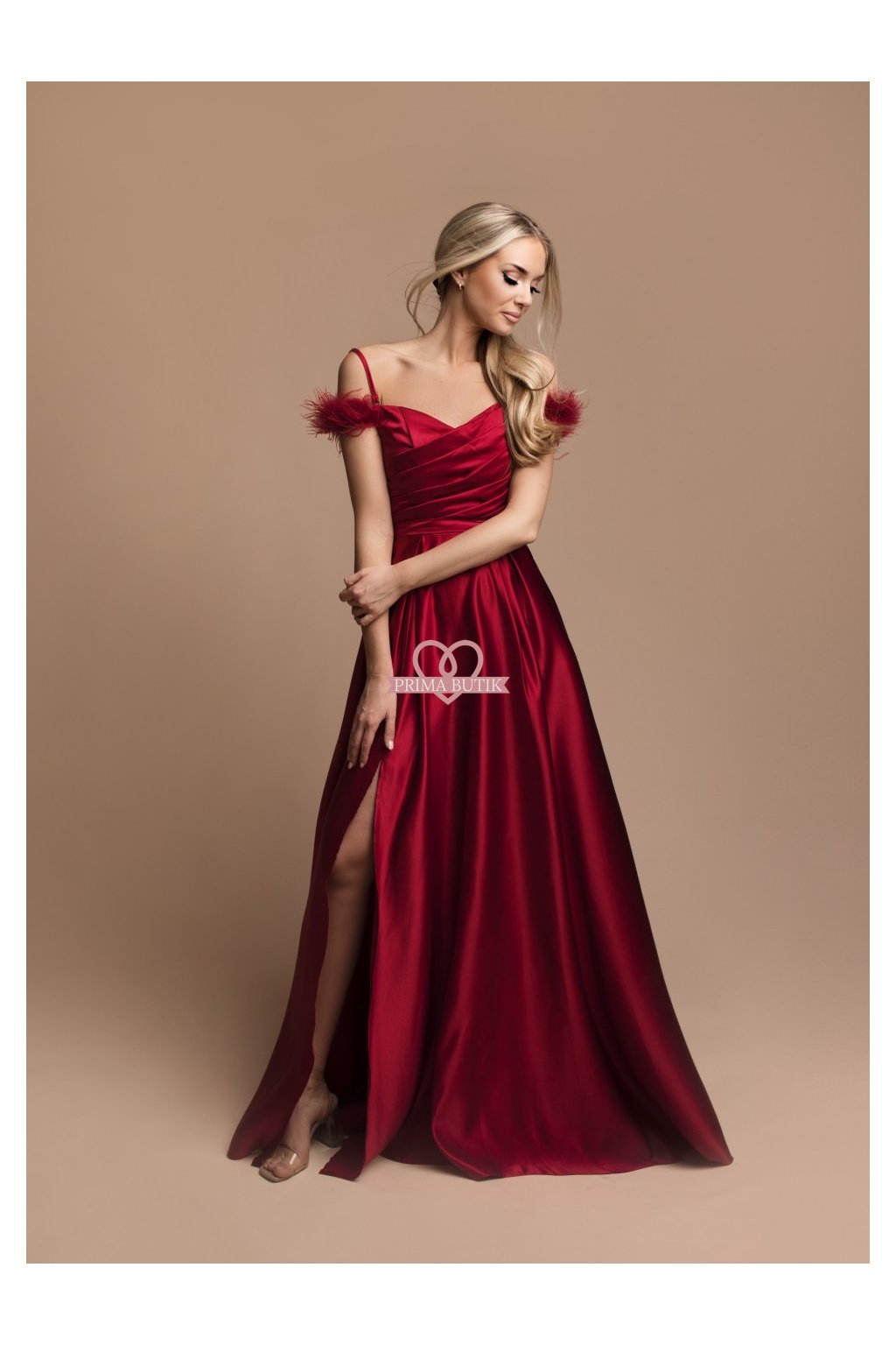 Plesové saténové šaty Joyce červené