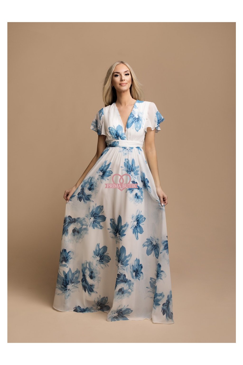 Šaty družička VICKY modré květy
