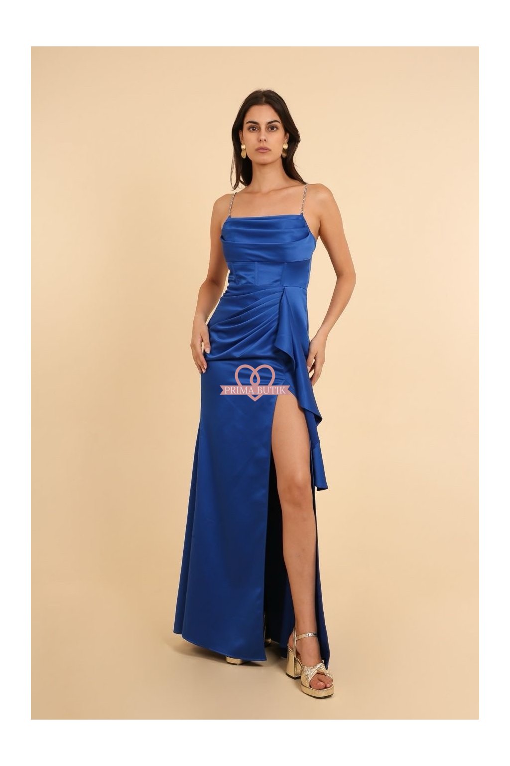 Plesové saténové šaty ATHEA modré