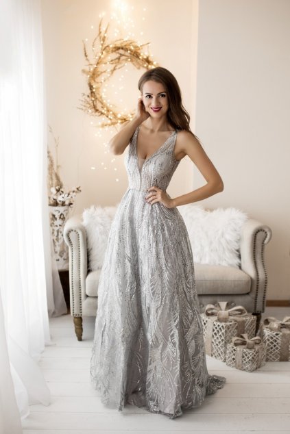Maturitní šaty ELINA stříbrné