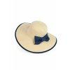 Dámský slaměný klobouk s modrou mašlí