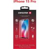 Sklo swissten full glue, color frame, case friendly pro apple iphone 15 pro černé