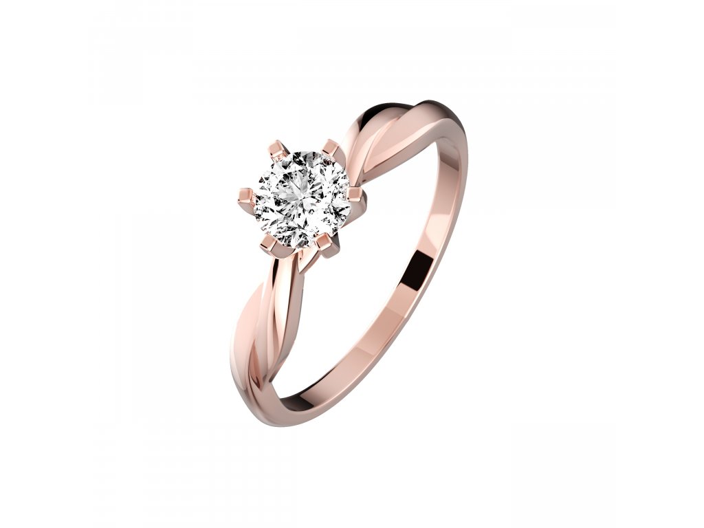 3235 - zásnubní prsten z červeného zlata se zirkonem (Typ prstenu Dámský, Velikost (dámský) 52)