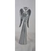 Plechový stříbrný anděl se srdíčkem v dolní části, 31 cm