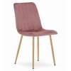 Stolička LAVA - ružový zamat / nohy farby dreva