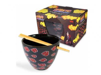 Merch Naruto Ramen Bowl with Chopstick 470ml Akatsuki Logo