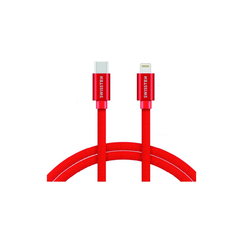 Dátový kábel Swissten USB-C / Lightning 1,2m červený