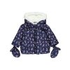 Zimní kojenecká bunda zimní modrá s květy vel. 92