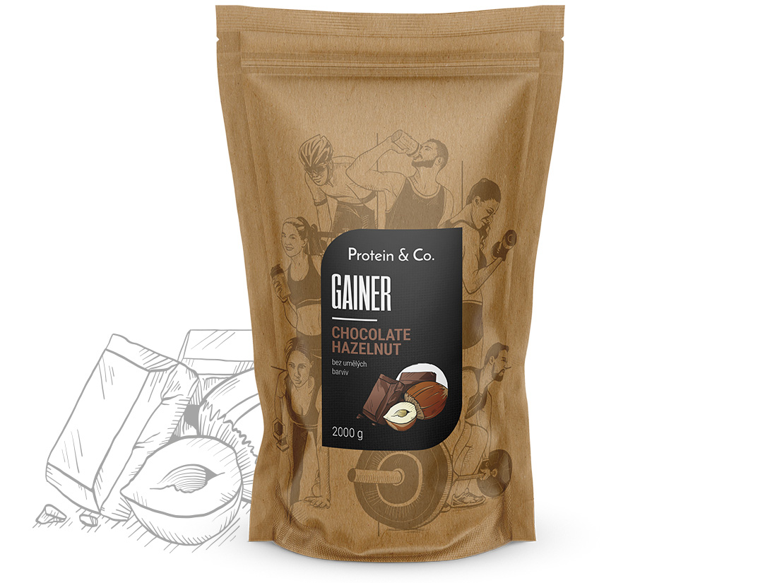Protein&Co. Gainer 2 kg Vyber si z těchto lahodných příchutí: Chocolate Hazelnut