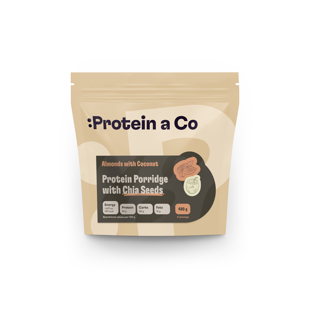 Protein&co. proteinová kaše s chia 480 g Zvol příchuť: Jablko se skořicí Obrázek