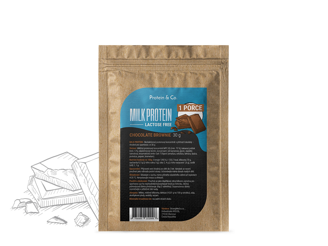 Protein & Co. MILK PROTEIN  Lactose free - 1 porce 30 g Zvol příchuť: Chocolate brownie Obrázek