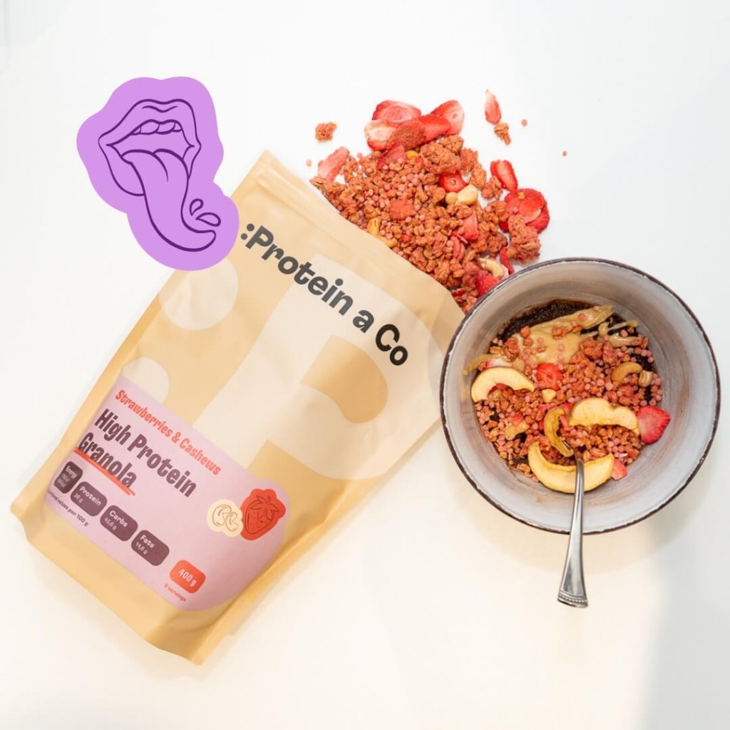Protein & Co. Granola high protein – jahoda a kešu 400 g Obrázek