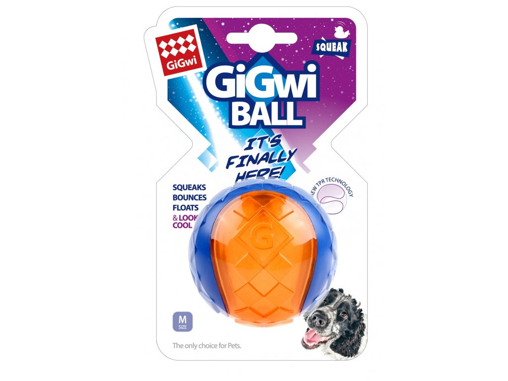 GiGwi Ball míček M transparentní modro/oranžový