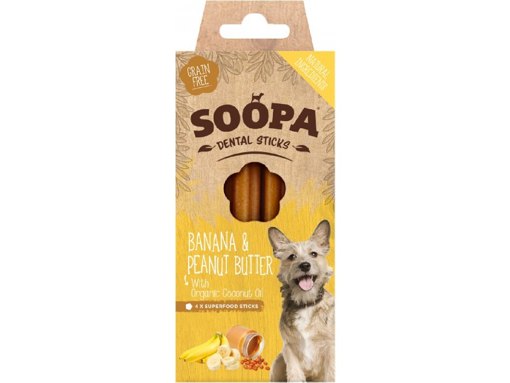 Dentální tyčinky Soopa s banánem a arašídovým máslem 100 g