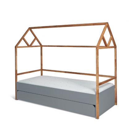 Štýlová detská posteľ LOTTA so šuflíkom - sivá - 90x200