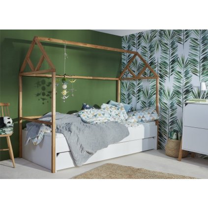 Štýlová detská posteľ LOTTA so šuflíkom - biela - 90x200