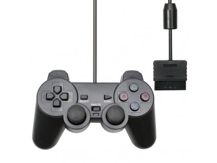 Drátový ovladač pro PS1 a PS2 - Černý, nový
