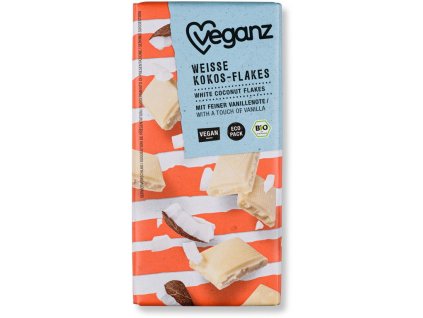 Veganz bílá čokoláda s kokosovými lupínky, Bio