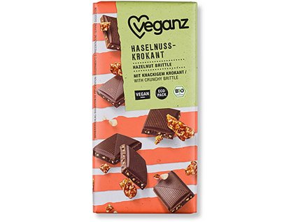 Veganz čokoláda s lískovooříškovým krokantem, Bio