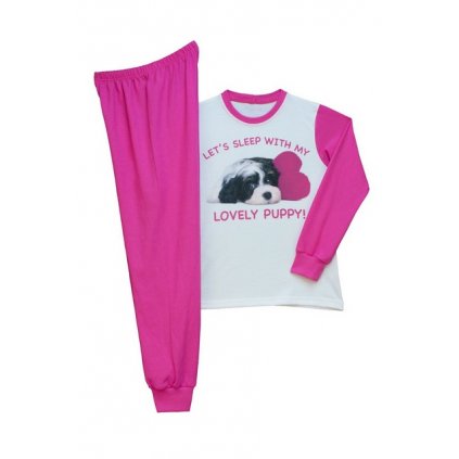 Dětské dívčí pyžamo dlouhé Pes růžové