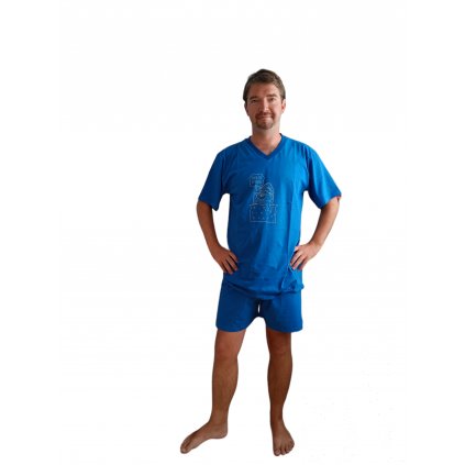 Pánské pyžamo krátké Rozárka medvídek P124 modré