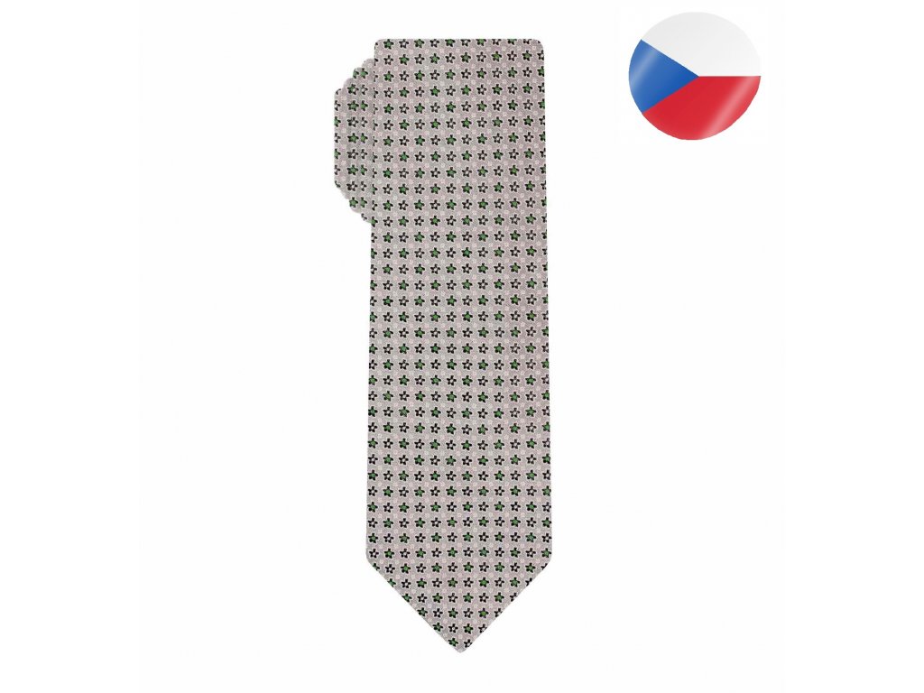 panska kravata hedvabna floral slim seda (1)