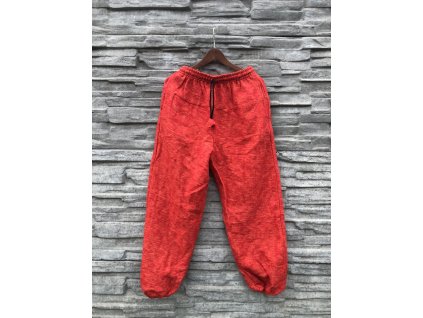 kalhoty jaci vlna bezovo cervene