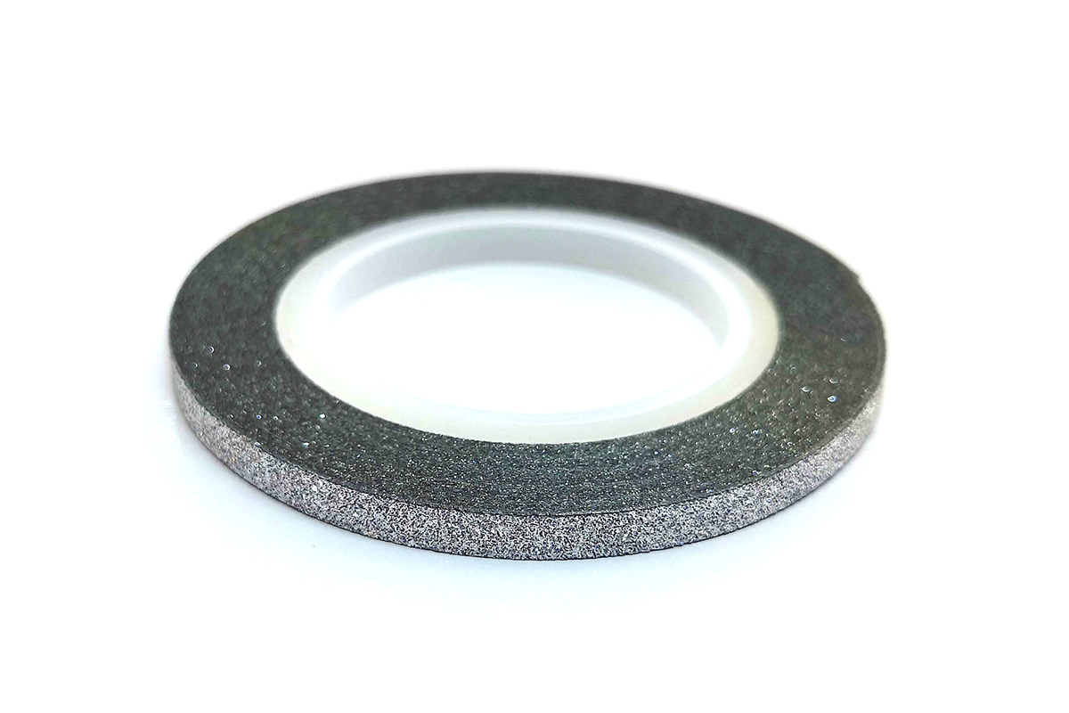 Zdobící páska 3mm - glitter stříbrná