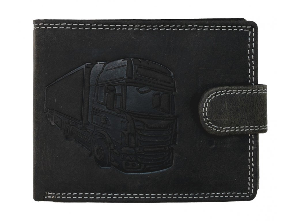 Luxusní pánská peněženka s přezkou Kamion - černá