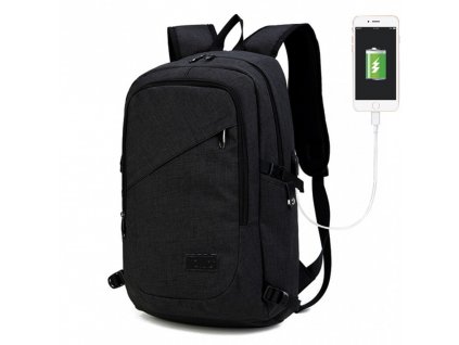 Chytrý batoh nové generace s USB portem - černý
