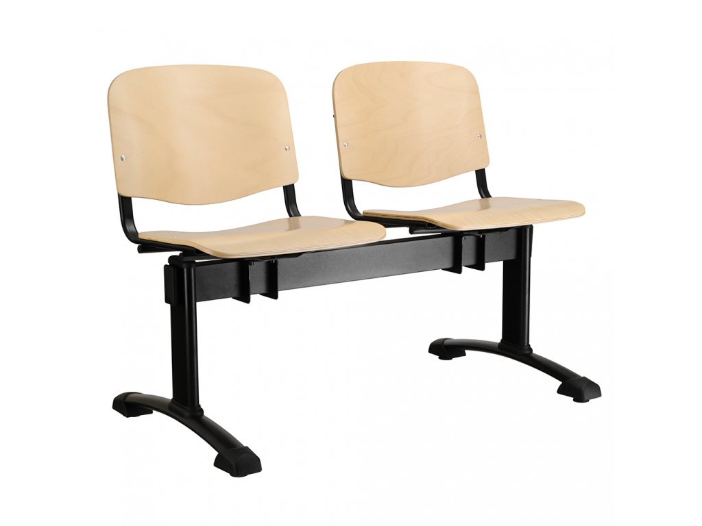 Dřevěná lavice ISO, 2-sedák - černé nohy, buk