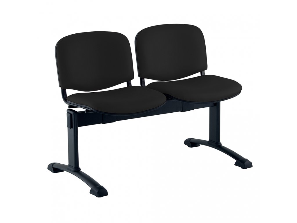 Kožená lavice ISO, 2-sedák - černé nohy, černá